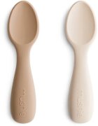 Mushie Toddler Starter Spoons kiskanál Natural/ Shifting Sand 12m+ 2 db