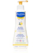 Mustela Bébé Dry Skin tápláló és tisztító gél bőrszerkezetet javító védőkrémmel gyermekeknek születéstől kezdődően 300 ml