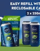 Nivea MEN Energy fürdőgél férfiaknak utántöltő 500 ml