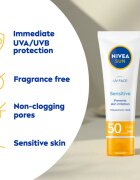 Nivea SUN Sensitive ápoló arckrém az érzékeny arcbőrre SPF 50 50 ml