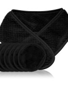 Notino Spa Collection Spa headband and make-up removal pads set sminklemosó szett spa fejpánttal Black 7 db