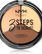 NYX Professional Makeup 3 Steps To Sculpt Púderes highlight és kontúr paletta árnyalat 02 Light 15 g