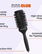 Olivia Garden Club The Glow Blowout Ceramic Round Brush Black körkefe L 1 db
