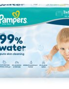 Pampers 99% Water Baby Wipes nedves tisztító törlőkendők gyermekeknek 3x60 db