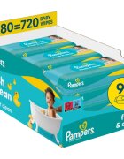 Pampers Fresh & Clean nedves tisztító törlőkendők gyermekeknek 9x80 db