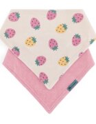 Petite&Mars Bandana Luke 3m+ előke Beige Strawberies&Dusty Rose 2 db
