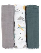 Petite&Mars Moussy mosható pelenkák Grey Planes 68 x 68 cm 3 db