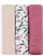Petite&Mars Moussy mosható pelenkák Pink Meadow 68 x 68 cm 3 db