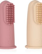 Petite&Mars Take&Match 0m+ ujjra húzható fogkefe gyermekeknek tokkal Rose&Sand 2 db