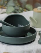 Petite&Mars Take&Match Silicone Bowl tálka tapadókoronggal Misty Green 6 m+ 360 ml