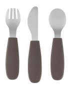 Petite&Mars Take&Match Stainless Steel Cutlery Set étkészlet gyermekeknek Bitter Cocoa 12m+ 3 db