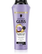 Schwarzkopf Gliss Blonde Hair Perfector hajsampon semlegesíti a sárgás tónusokat 250 ml