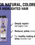 Schwarzkopf Gliss Blonde Hair Perfector hajsampon semlegesíti a sárgás tónusokat 250 ml