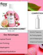 so!flow Energizing Shower Sorbet hidratáló test sorbet zuhanyba Guava Lychee 400 ml