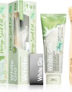 White Glo Hemp Seed Oil fehérítő fogkrém kefével 150 g