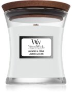 Woodwick Lavender & Cedar illatgyertya fa kanóccal 85 g