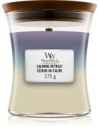 Woodwick Trilogy Calming Retreat illatgyertya fa kanóccal 275 g