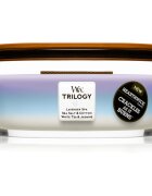 Woodwick Trilogy Calming Retreat illatgyertya fa kanóccal (hearthwick) 453.6 g