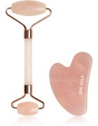 Zoë Ayla Rose Quartz Facial Roller And Gua Sha Tool ajándékszett az arcra