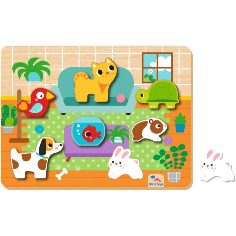 2Kids Toys Shape Puzzles interaktív formaberakó játék Pets 12 m+ 8 db