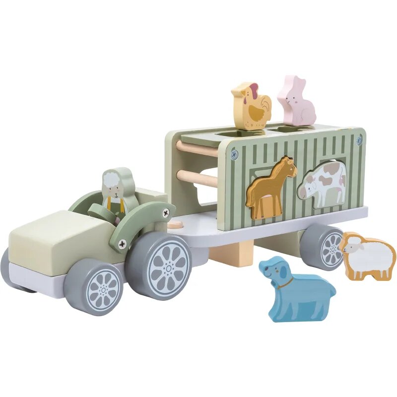 2Kids Toys Wooden Car with Animals játékkészlet fából készült 2y+ 10 db