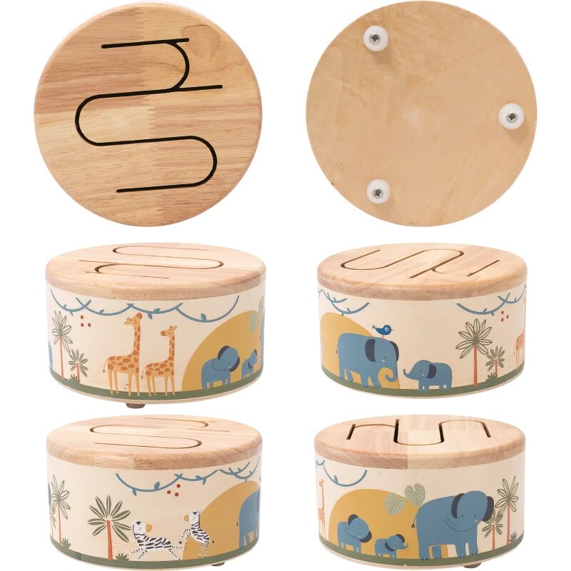 2Kids Toys Wooden Drum Safari zenélő játék 18m+ 1 db