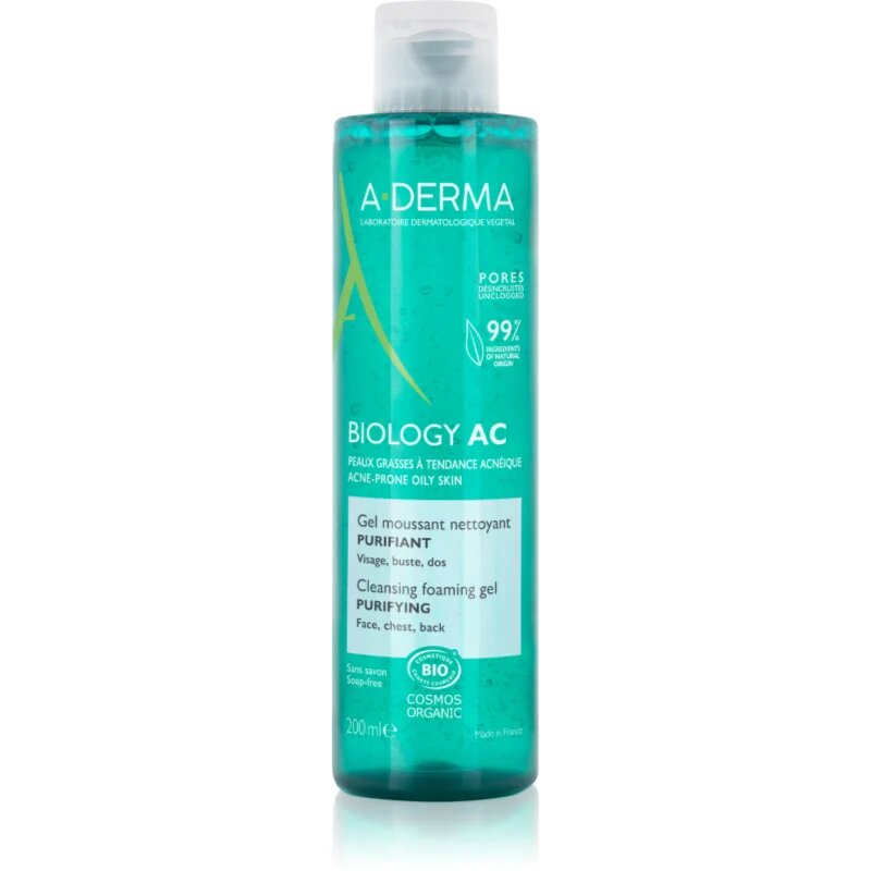 A-Derma Biology AC tisztító habzó gél kombinált és zsíros bőrre 200 ml
