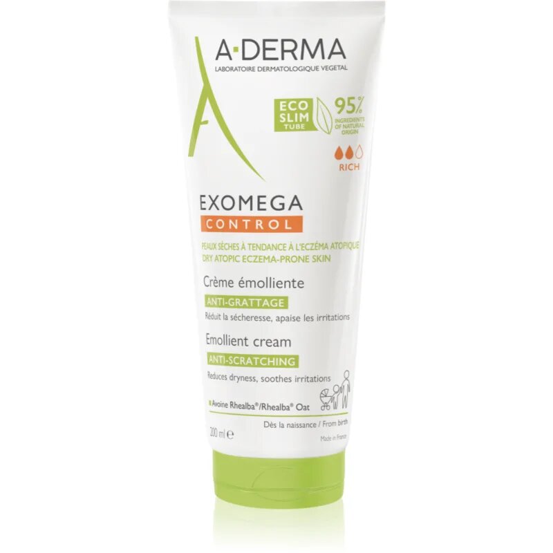 A-Derma Exomega Control Emollient Cream testápoló krém nagyon száraz érzékeny és atópiás bőrre 200 ml