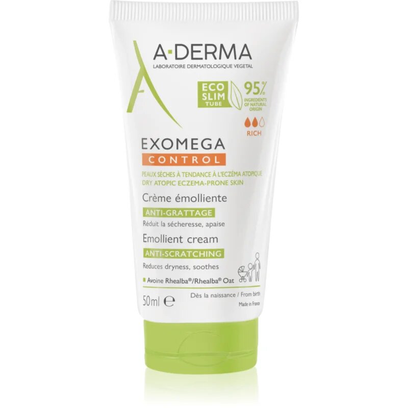 A-Derma Exomega Control Emollient Cream testápoló krém nagyon száraz érzékeny és atópiás bőrre 50 ml