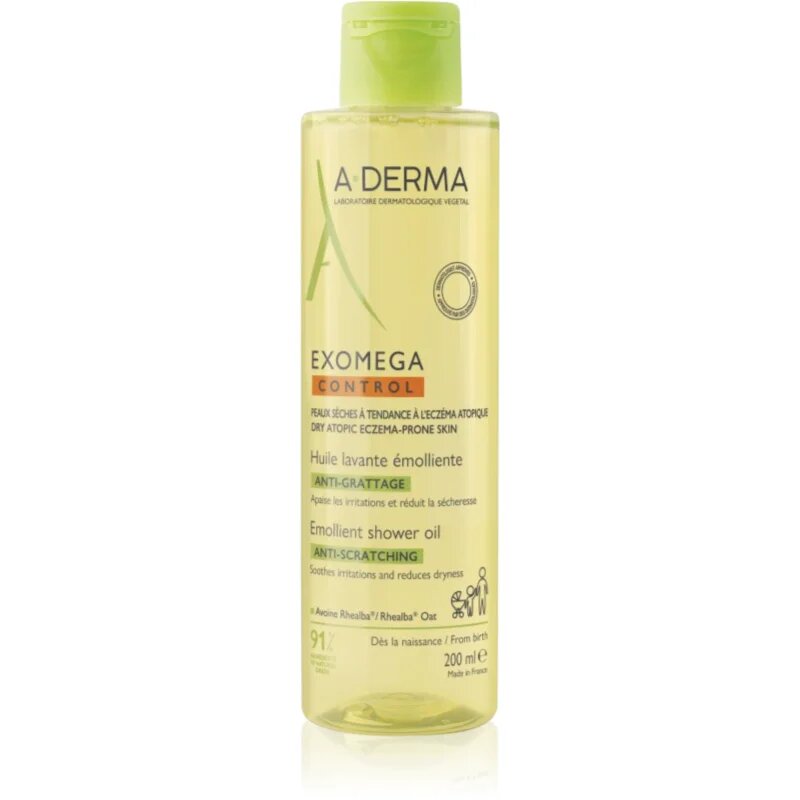 A-Derma Exomega Control Emollient Shower Oil hidratáló tusoló olaj száraz és atópiás bőrre 200 ml
