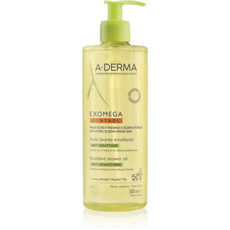 A-Derma Exomega Control Emollient shower oil hidratáló tusoló olaj száraz és atópiás bőrre 500 ml