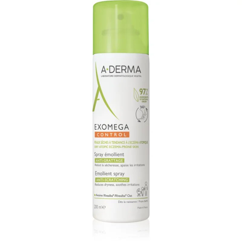 A-Derma Exomega Control Emollient Spray hidratáló krém az érzékeny és atópiás bőr védelmének megerősítésére spray -ben 200 ml