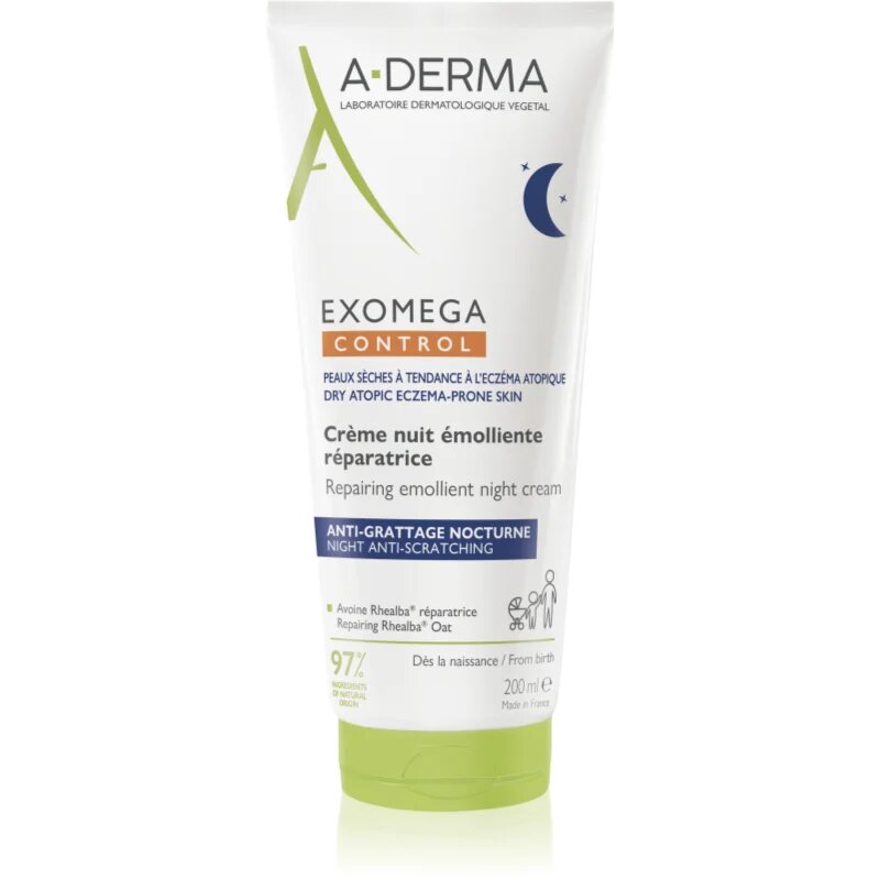 A-Derma Exomega Control Repairing Emollient Night Cream regeneráló éjszakai krém viszketés ellen 200 ml