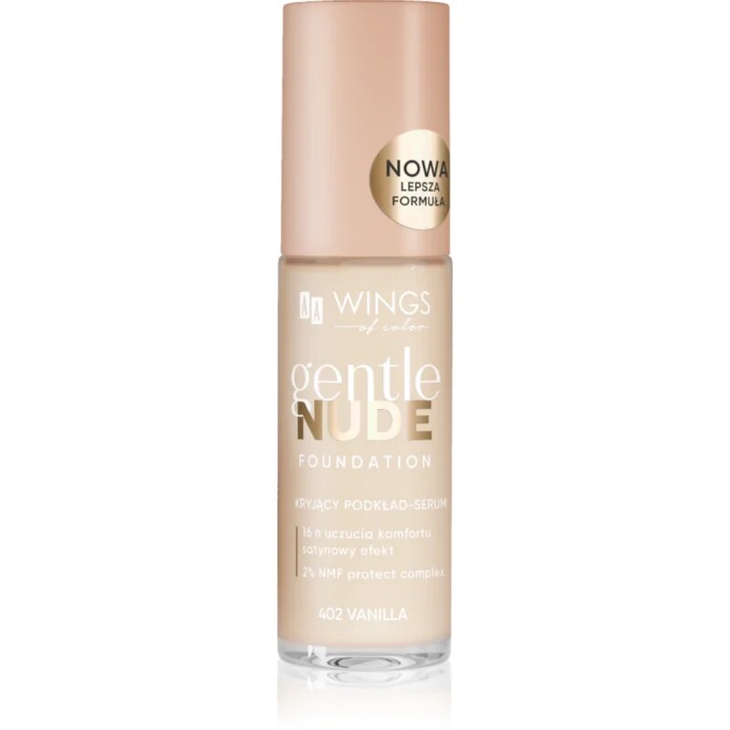 AA Wings of Color Gentle Nude Foundation folyékony make-up hidratáló hatással árnyalat 402 Vanilla 30 ml