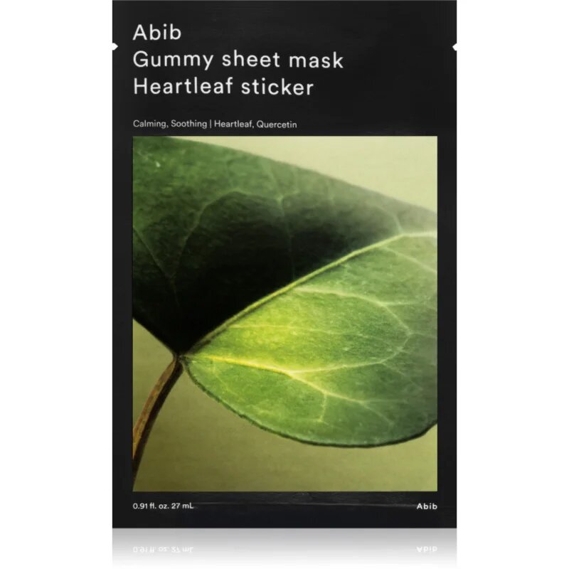 Abib Gummy Sheet Mask Heartleaf Sticker nyugtató hatású gézmaszk érzékeny és problémás arcbőrre 27 ml