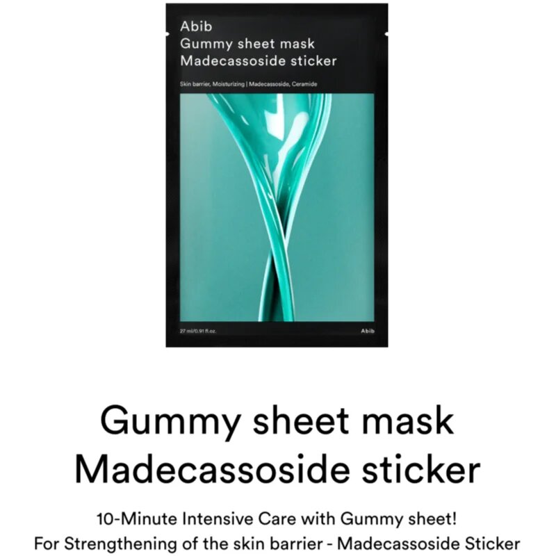 Abib Gummy Sheet Mask Madecassoside Sticker nyugtató hatású gézmaszk a bőrgát erősítésére 27 ml
