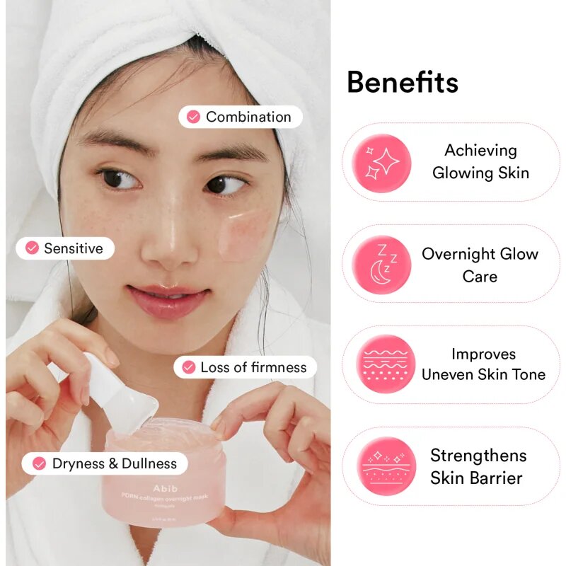 Abib PDRN Collagen Overnight Mask Firming Jelly feszesítő éjszakai arcmaszk hidratáló hatással 80 ml
