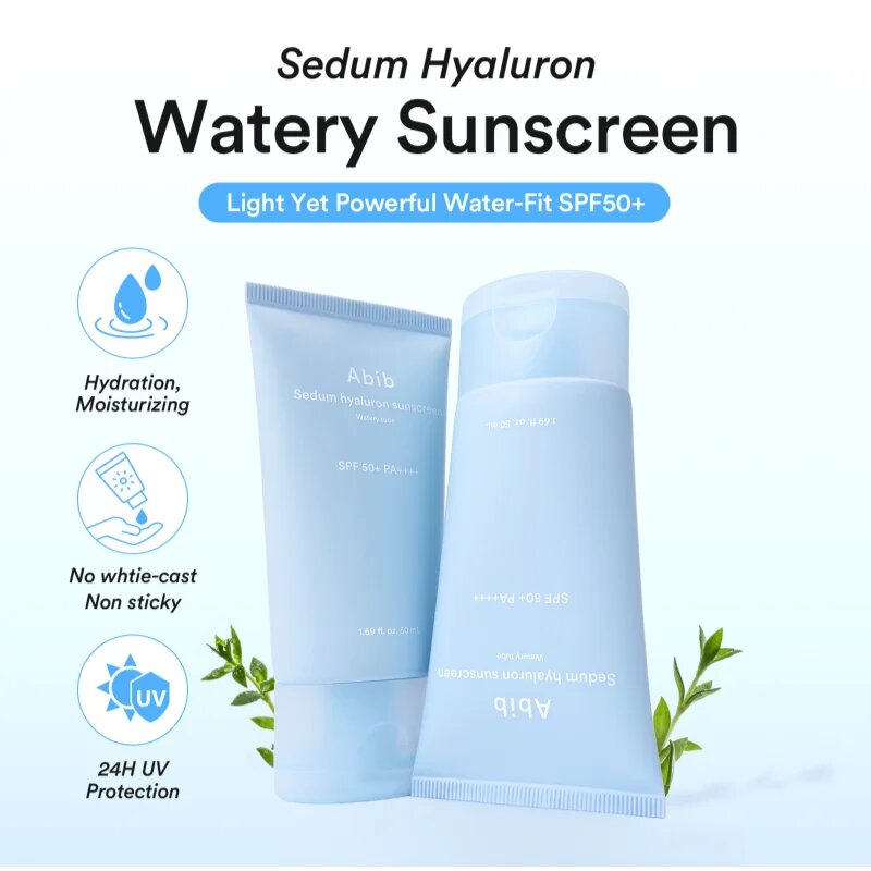 Abib Sedum Hyaluron Watery Tube Sunscreen napozókrém arcra nyugtató hatással SPF 50+ 50 ml