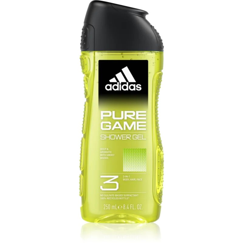 Adidas Pure Game tusfürdő gél arcra testre és hajra 3 az 1-ben uraknak 250 ml