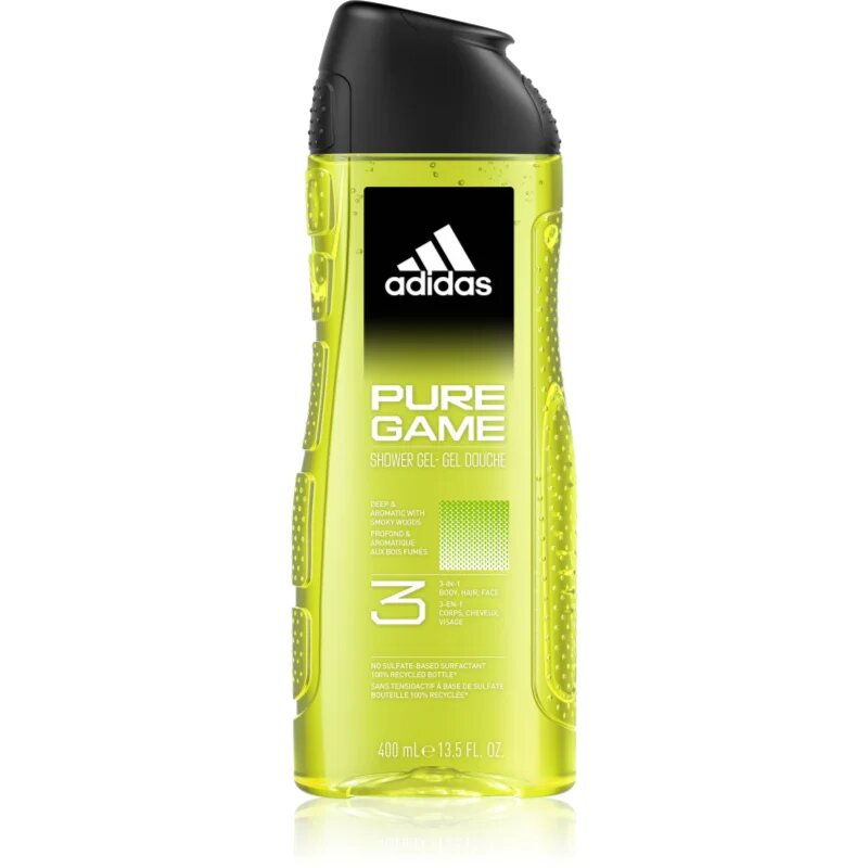 Adidas Pure Game tusfürdő gél arcra testre és hajra 3 az 1-ben uraknak 400 ml