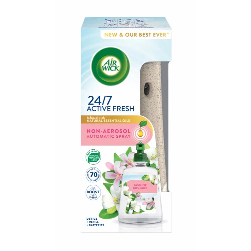 Air Wick Active Fresh Jasmine Bouquet automata légfrissítő utántöltővel 228 ml
