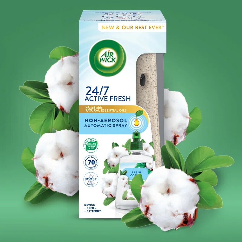 Air Wick Active Fresh Linen & White Orchid automata légfrissítő utántöltővel 228 ml