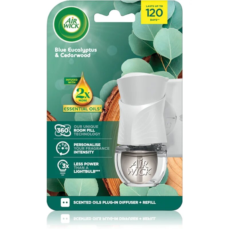 Air Wick Blue Eucalyptus & Cedarwood elektromos légfrissítő töltelékkel 19 ml