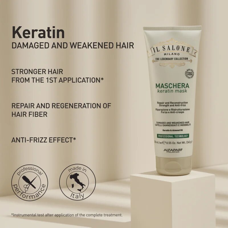 Alfaparf Milano Il Salone Milano Keratin helyreállító hajpakolás töredezett károsult hajra 250 ml