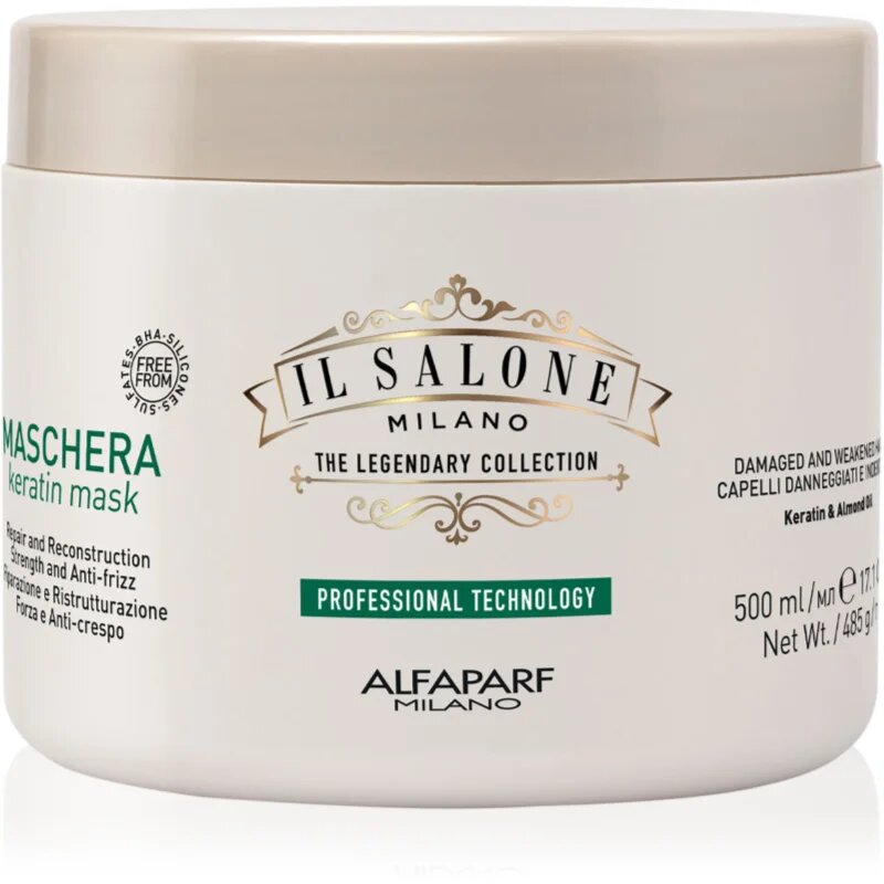 Alfaparf Milano Il Salone Milano Keratin helyreállító hajpakolás töredezett károsult hajra 500 ml