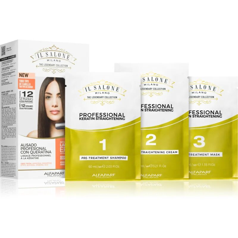 Alfaparf Milano Il Salone Milano Straightening Kit kisimító ápolás érzékeny hajra Illuminating Linseed Oil 1 db