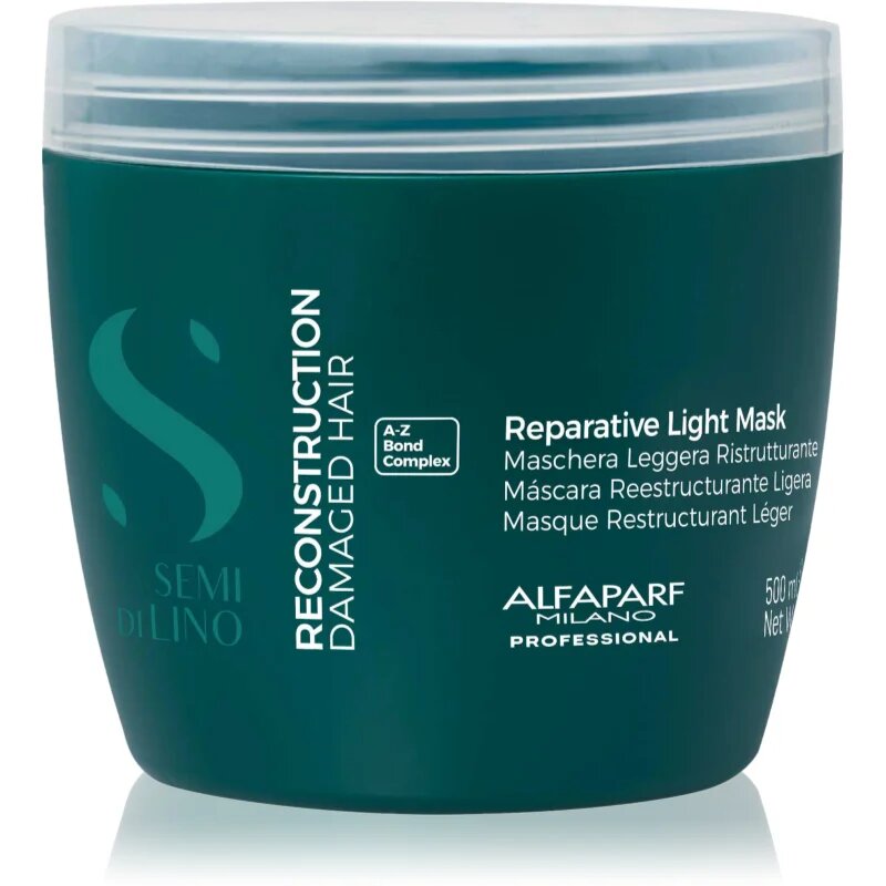 Alfaparf Milano Semi di Lino Reconstruction Reparative Light Mask regeneráló maszk a károsult hajra gyenge hajra 500 ml