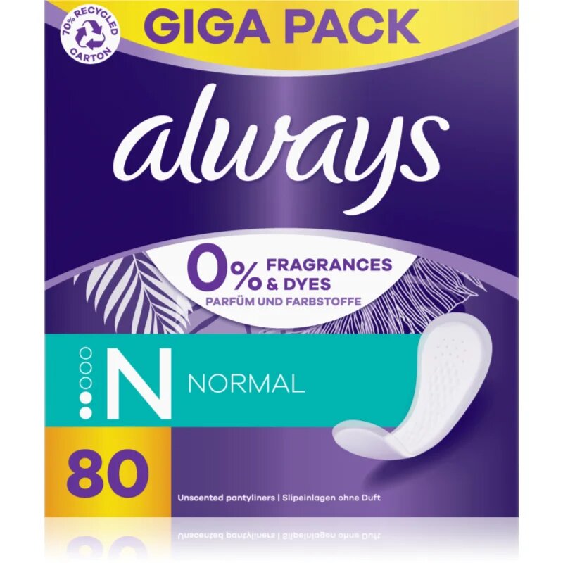 Always Daily Fresh Normal tisztasági betétek parfümmentes 80 db