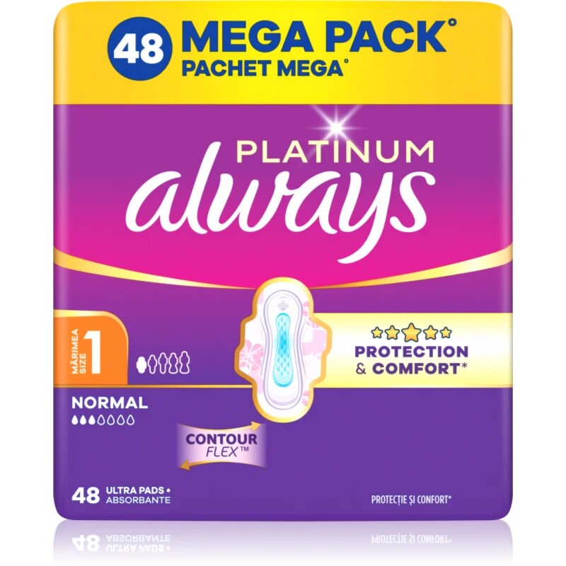 Always Platinum Normal Size 1 egészségügyi betétek szárnyakkal 48 db