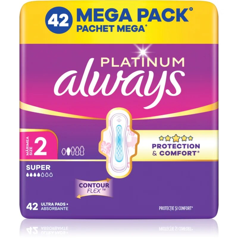 Always Platinum Super Size 2 egészségügyi betétek szárnyakkal 42 db